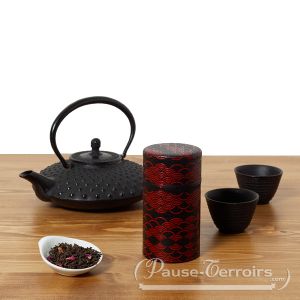 Boîte à thé, métal et papier japonais