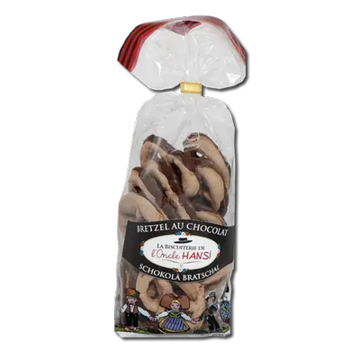 Bretzels sablés sur fond chocolat  200g 