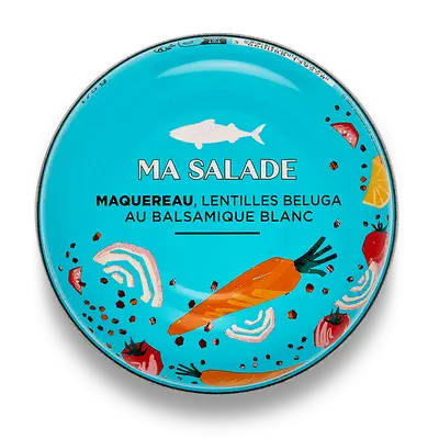 Salade maquereau, lentilles béluga au balsamique blanc