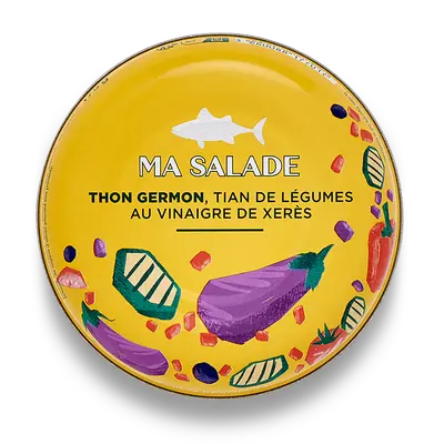 Salade thon germon, tian de légumes au vinaigre de Xérès