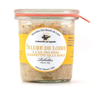 Rillettes de Silure de Loire à l'ail des ours et aux trompettes de la mort